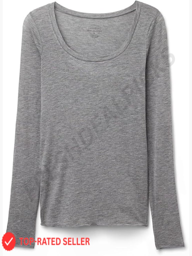 Long Sleeve Scoop Neck Tee Sheer Ultralight Modal Cashmere Blend Soft Layering